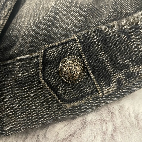 Balmain Grey Denim Embossed Logo Shirt Sz 38/M - Picture 9 of 11